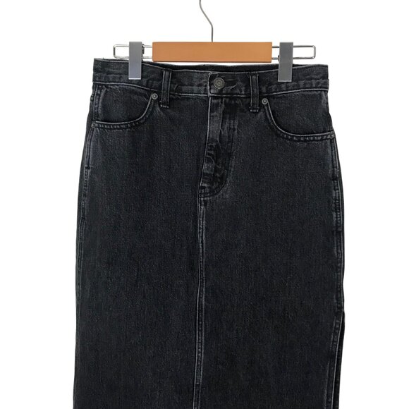 Aritzia TNA Black Denim Midi Skirt With Side Slit Size 4 - Picture 3 of 8